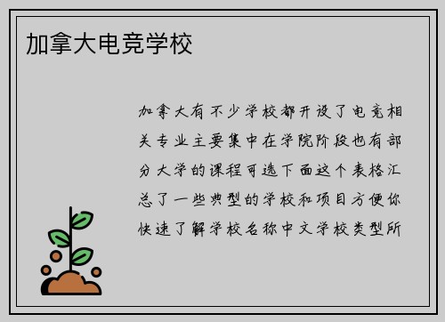 加拿大电竞学校